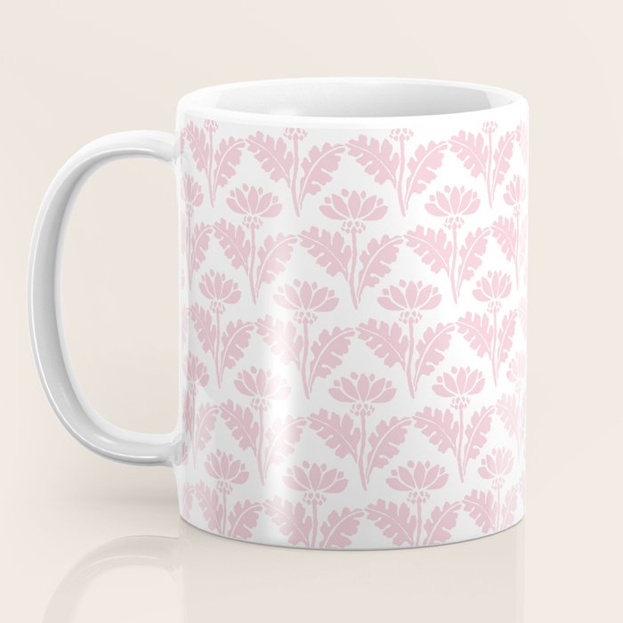 Vintage Floral Arches Pattern in Pink and White Coffee Mug Gallery Image 3
