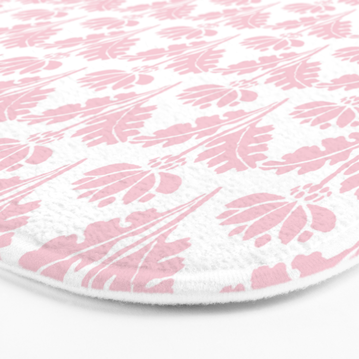 Vintage Floral Arches Pattern in Pink and White Bath Mat Gallery Image 3
