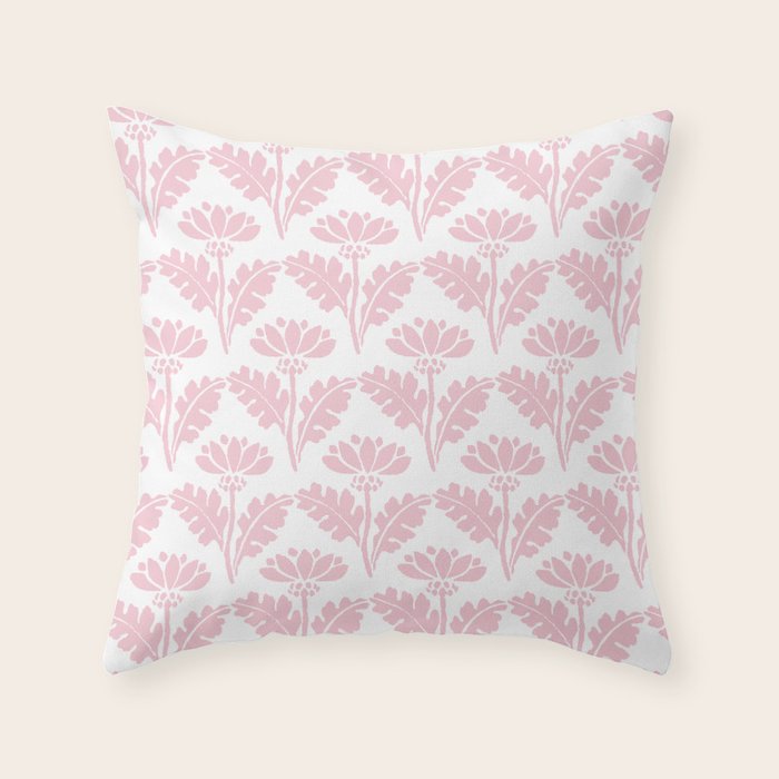 Vintage Floral Arches Pattern in Pink and White Throw Pillow Gallery Image 6