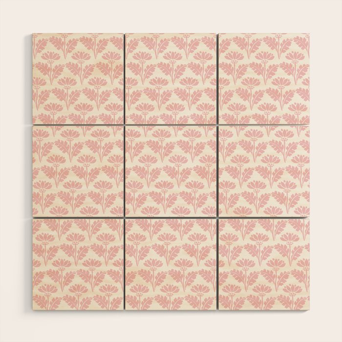 Vintage Floral Arches Pattern in Pink and White Wood Wall Art Gallery Image 1
