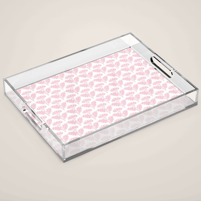 Vintage Floral Arches Pattern in Pink and White Acrylic Tray Gallery Image 1