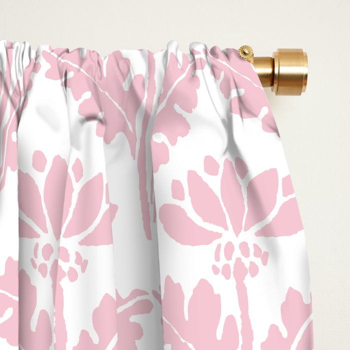 Vintage Floral Arches Pattern in Pink and White Window Curtain Gallery Image 2
