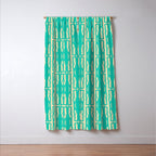 Organic Geometrics Pattern in Turquoise and Beige Window Curtain Gallery Image 3