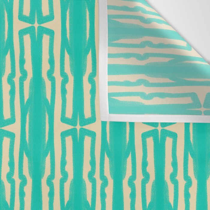 Organic Geometrics Pattern in Turquoise and Beige Wall Tapestry Gallery Image 3