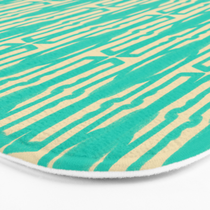 Organic Geometrics Pattern in Turquoise and Beige Bath Mat Gallery Image 3