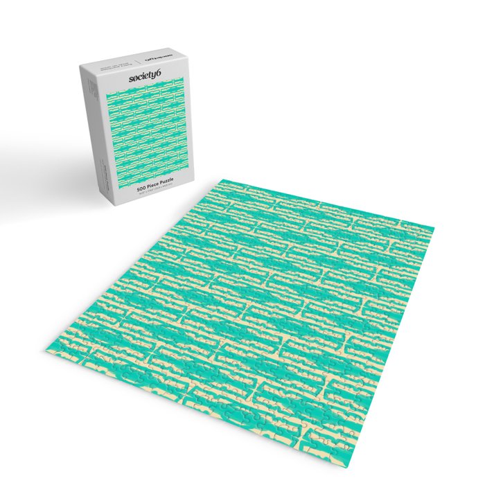 Organic Geometrics Pattern in Turquoise and Beige Jigsaw Puzzle Gallery Image 2