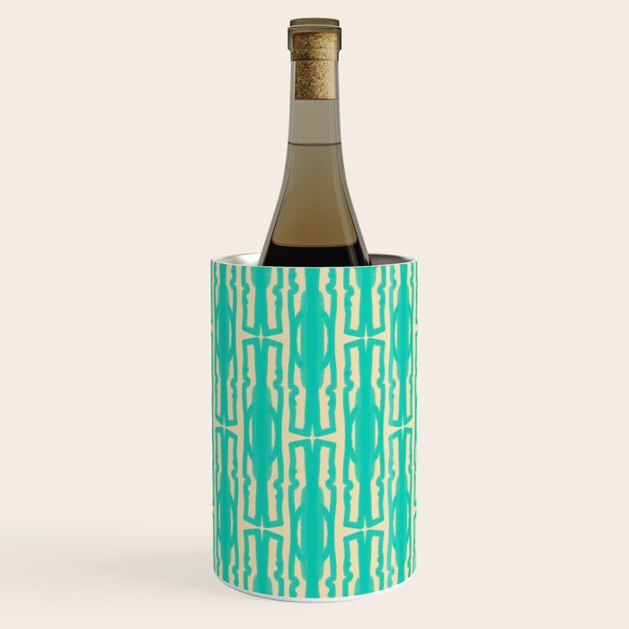 Organic Geometrics Pattern in Turquoise and Beige Wine Chiller Gallery Image 1