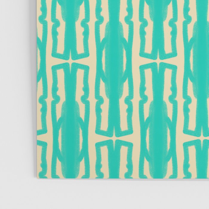 Organic Geometrics Pattern in Turquoise and Beige Poster Gallery Image 3