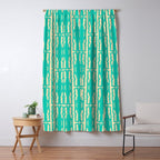 Organic Geometrics Pattern in Turquoise and Beige Window Curtain Gallery Image 5