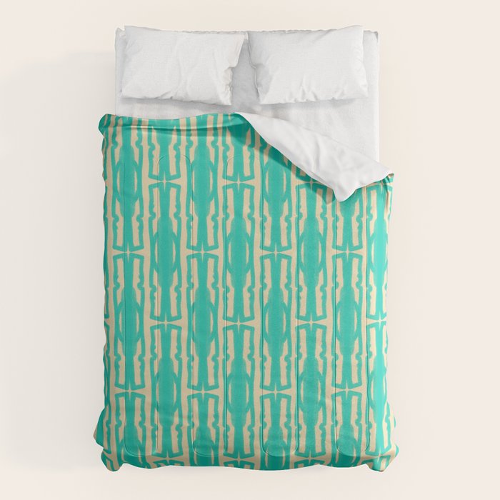 Organic Geometrics Pattern in Turquoise and Beige Comforter Gallery Image 1