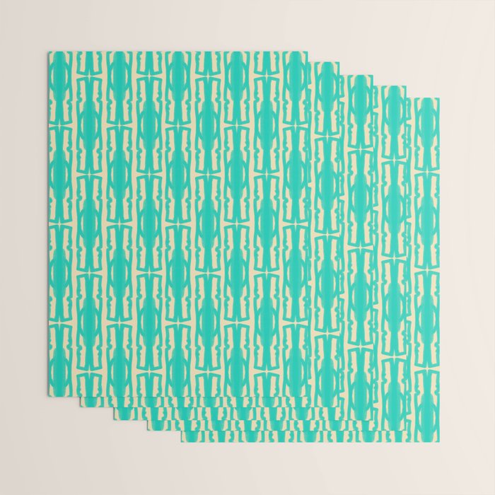 Organic Geometrics Pattern in Turquoise and Beige Wrapping Paper Gallery Image 3