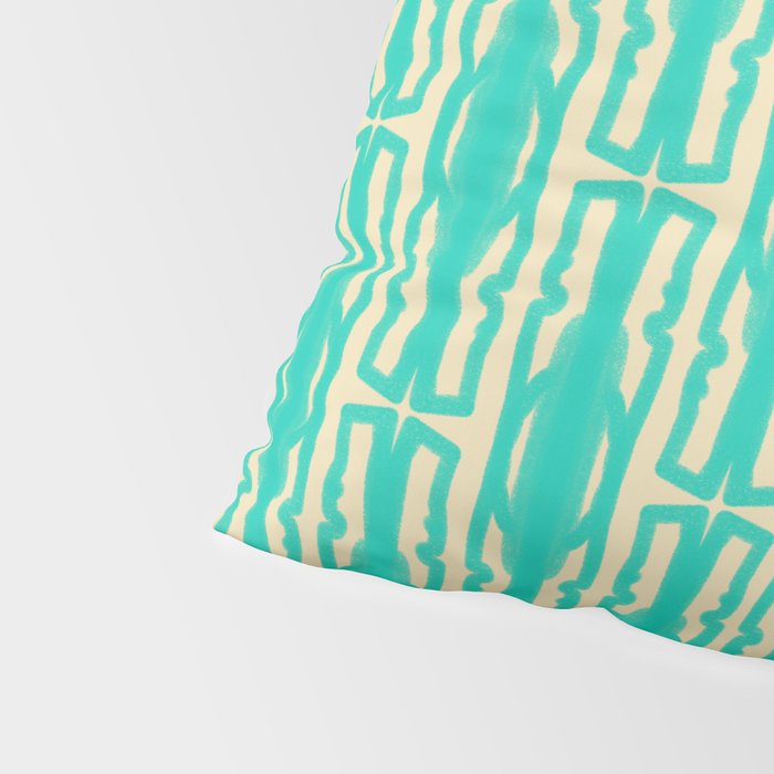 Organic Geometrics Pattern in Turquoise and Beige Pillow Sham Gallery Image 4