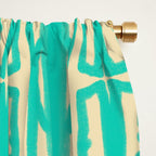 Organic Geometrics Pattern in Turquoise and Beige Window Curtain Gallery Image 2