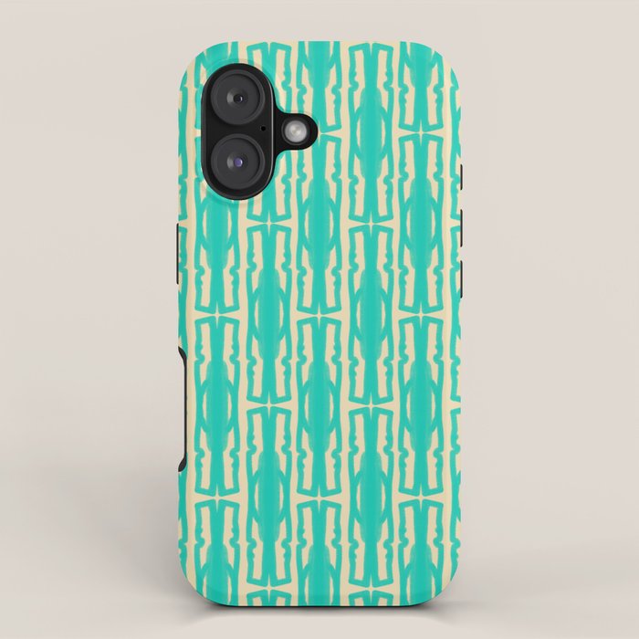 Organic Geometrics Pattern in Turquoise and Beige iPhone Case Gallery Image 1