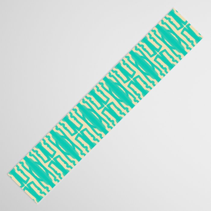 Organic Geometrics Pattern in Turquoise and Beige Table Runner Gallery Image 3