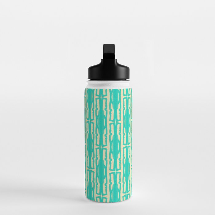 Organic Geometrics Pattern in Turquoise and Beige Water Bottle Gallery Image 3