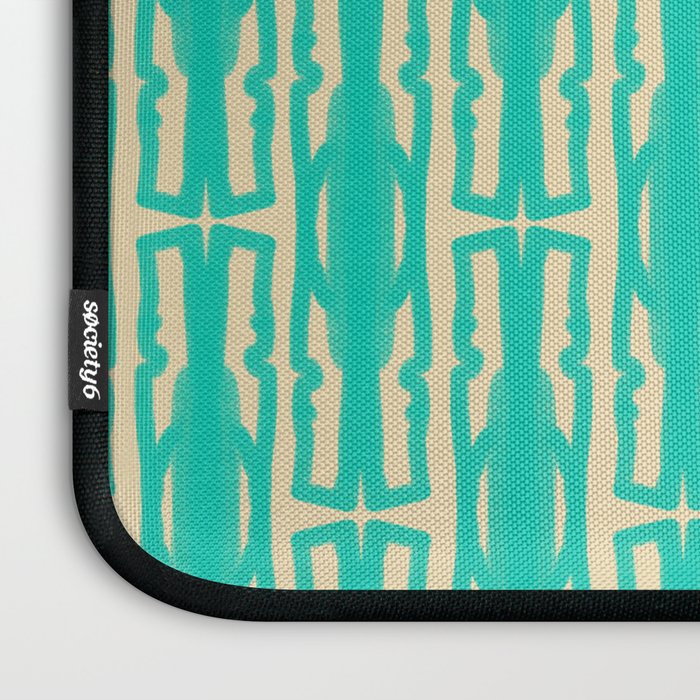 Organic Geometrics Pattern in Turquoise and Beige Laptop Sleeve Gallery Image 3