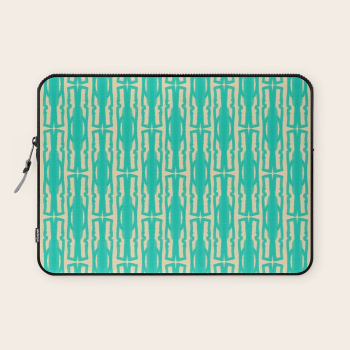 Organic Geometrics Pattern in Turquoise and Beige Laptop Sleeve Gallery Image 1