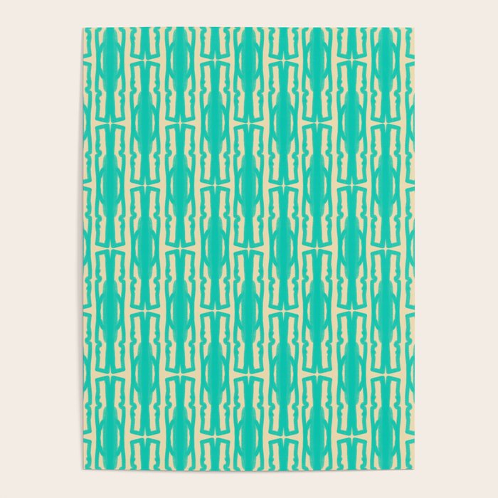 Organic Geometrics Pattern in Turquoise and Beige Poster Gallery Image 4