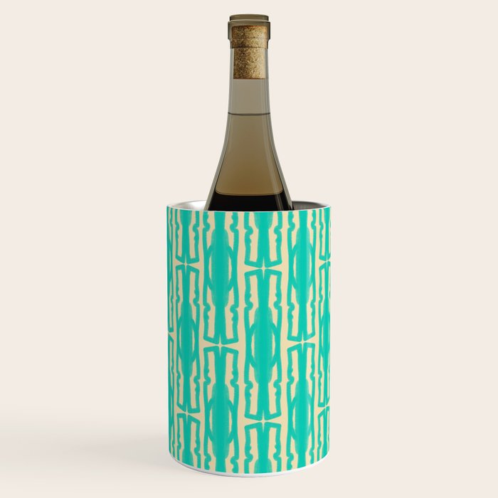 Organic Geometrics Pattern in Turquoise and Beige Wine Chiller Gallery Image 2