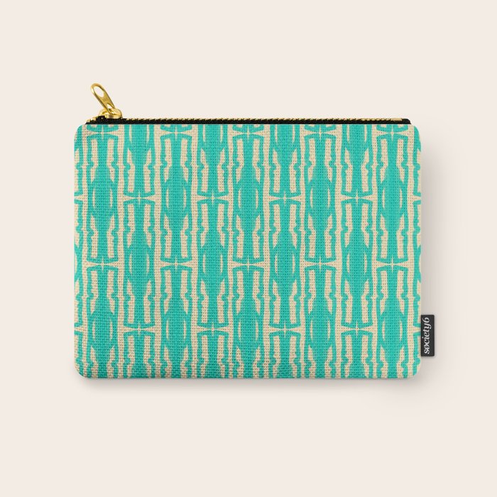 Organic Geometrics Pattern in Turquoise and Beige Carry All Pouch Gallery Image 1