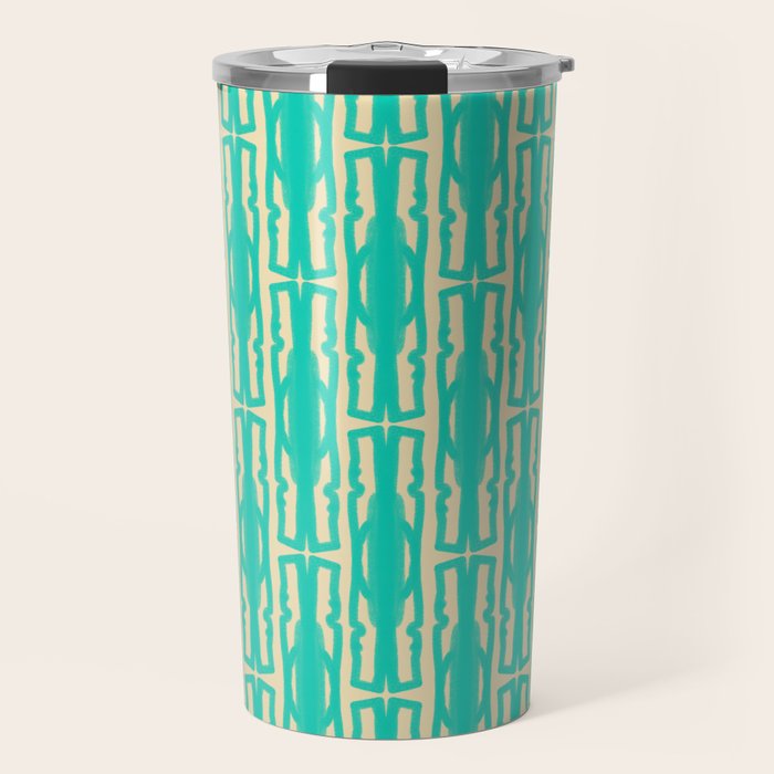 Organic Geometrics Pattern in Turquoise and Beige Travel Mug Gallery Image 1