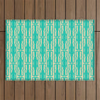 Organic Geometrics Pattern in Turquoise and Beige Outdoor Rug Gallery Image 1