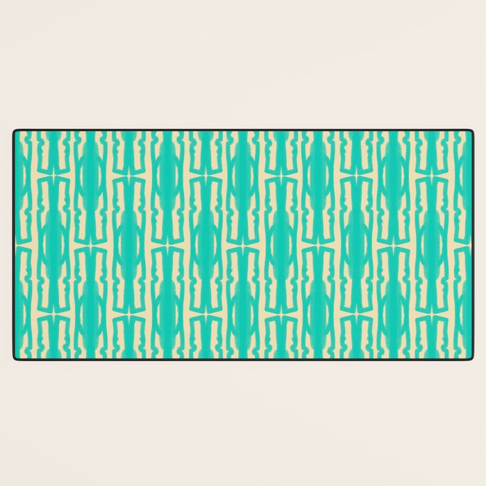 Organic Geometrics Pattern in Turquoise and Beige Desk Mat Gallery Image 3