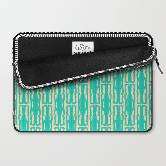 Organic Geometrics Pattern in Turquoise and Beige Laptop Sleeve Gallery Image 2