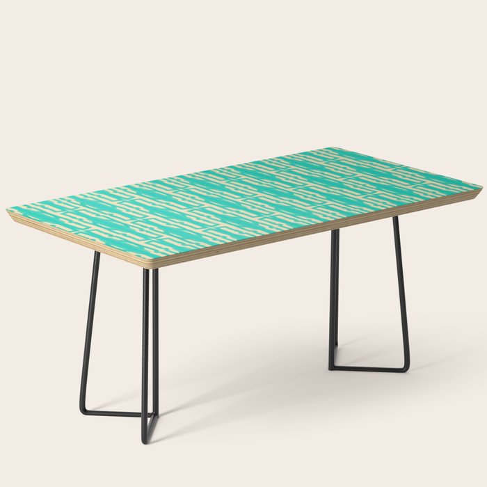 Organic Geometrics Pattern in Turquoise and Beige Coffee Table Gallery Image 1