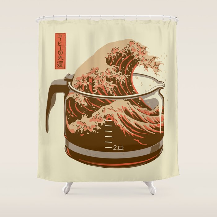 The Great Wave of Coffee light blend Shower Curtain Gallery Image 1