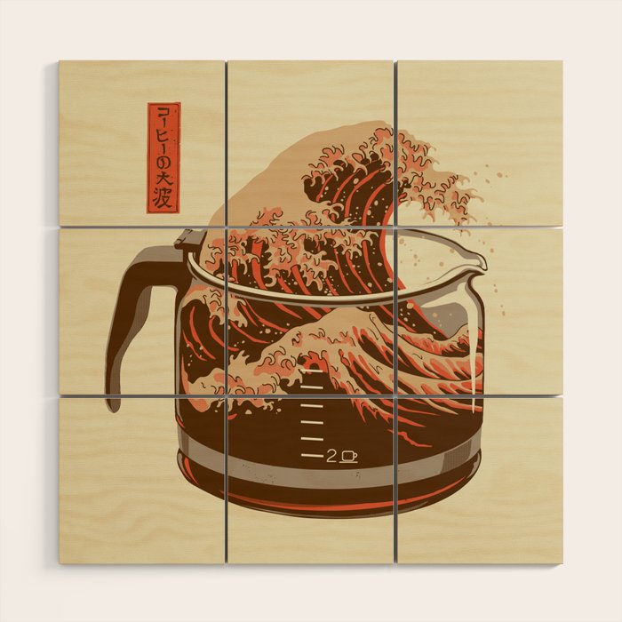 The Great Wave of Coffee light blend Wood Wall Art Gallery Image 1
