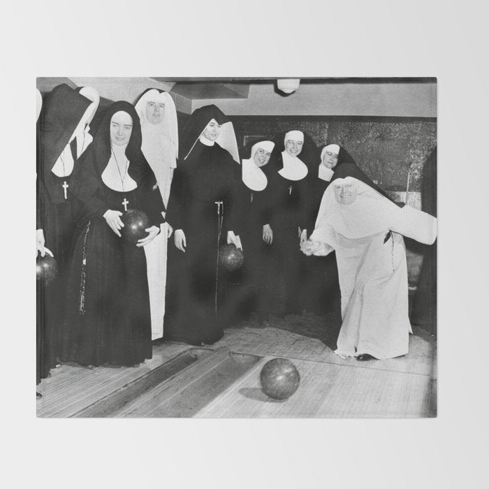 Nuns Bowling Throw Blanket Gallery Image 2