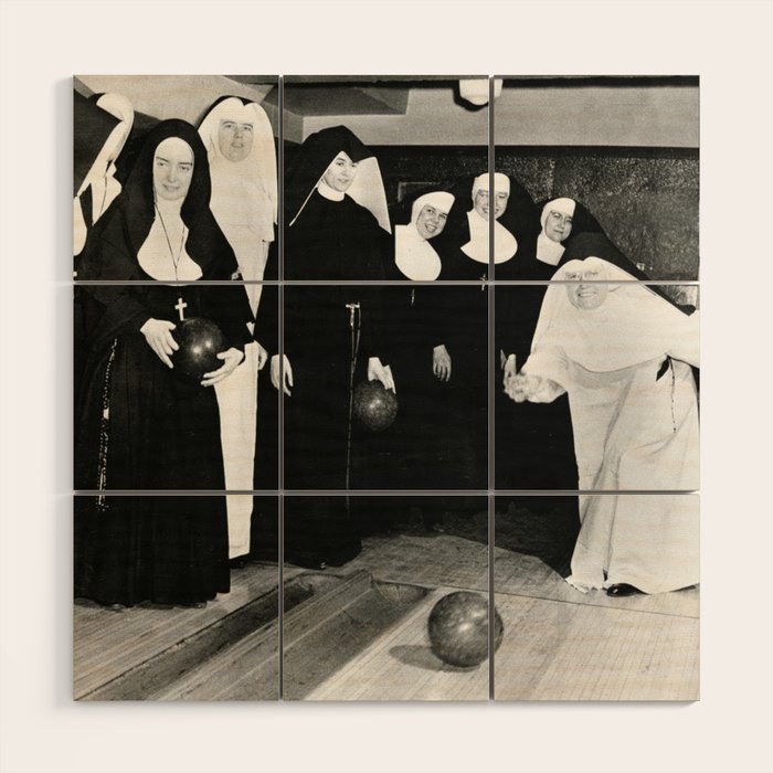 Nuns Bowling Wood Wall Art Gallery Image 1