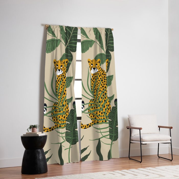 Palm Jungle Cheetah Prints Window Curtain Gallery Image 2