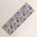 Summer pool pawty // pastel blue background dog breeds in vacations playing on swimming pool floats // Labrador beagle dachshund jack Russell Dalmatian welsh corgi pug greyhound basset hound husky  Yoga Mat Gallery Image 1