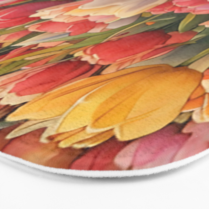 Colorful tulips watercolor Bath Mat Gallery Image 3