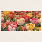 Colorful tulips watercolor Desk Mat Gallery Image 3