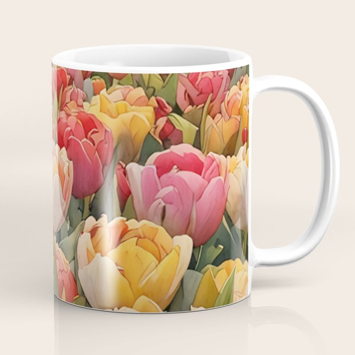 Colorful tulips watercolor Coffee Mug Gallery Image 1