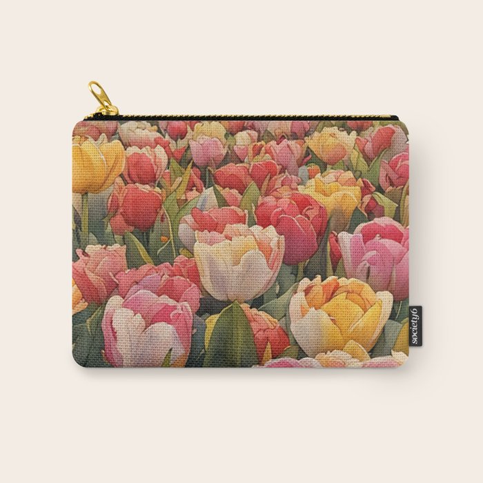 Colorful tulips watercolor Carry All Pouch Gallery Image 1