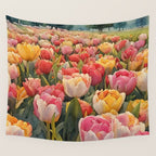 Colorful tulips watercolor Wall Tapestry Gallery Image 4