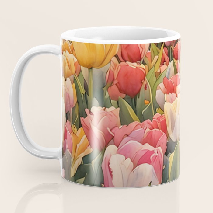Colorful tulips watercolor Coffee Mug Gallery Image 3