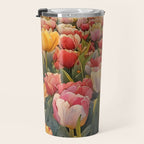 Colorful tulips watercolor Travel Mug Gallery Image 3