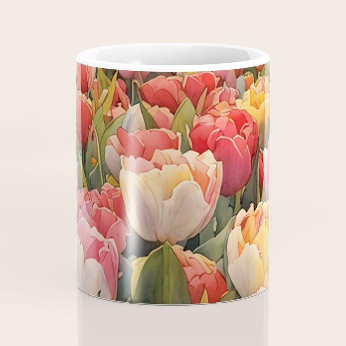 Colorful tulips watercolor Coffee Mug Gallery Image 4