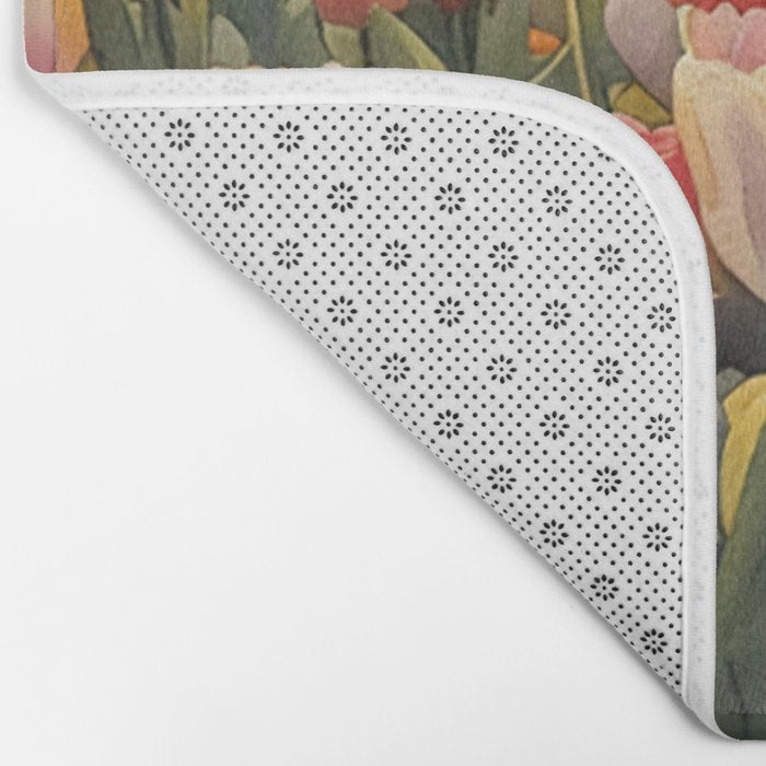 Colorful tulips watercolor Bath Mat Gallery Image 2