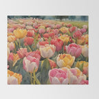 Colorful tulips watercolor Throw Blanket Gallery Image 2