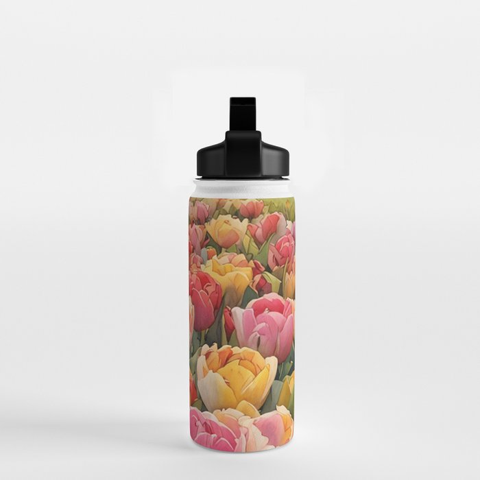 Colorful tulips watercolor Water Bottle Gallery Image 2