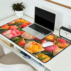 Colorful tulips watercolor Desk Mat Gallery Image 2