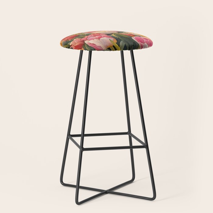 Colorful tulips watercolor Stool Gallery Image 1
