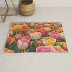 Colorful tulips watercolor Rug Gallery Image 1